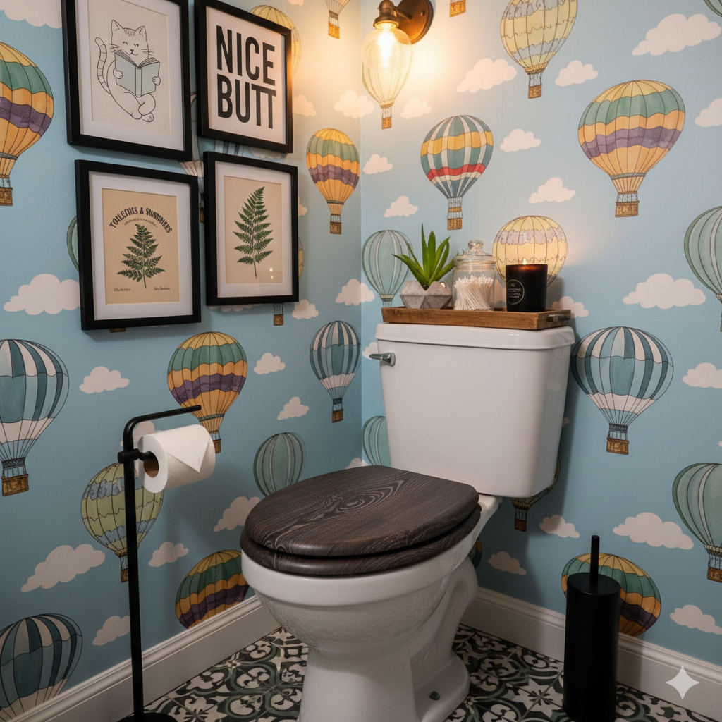Hot Air Balloon Wallpaper Bathroom