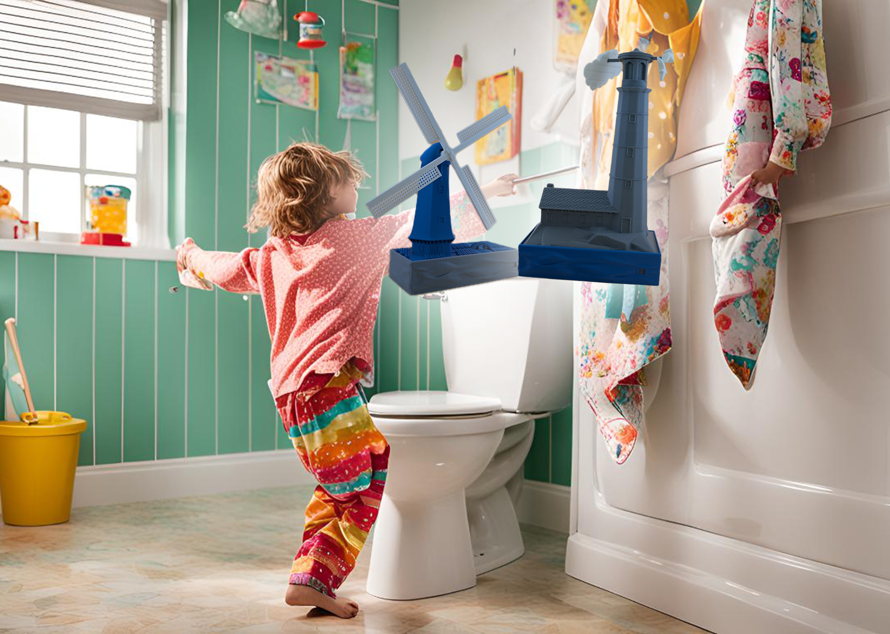 Eclectic Expressionist Windmill and Lighthouse