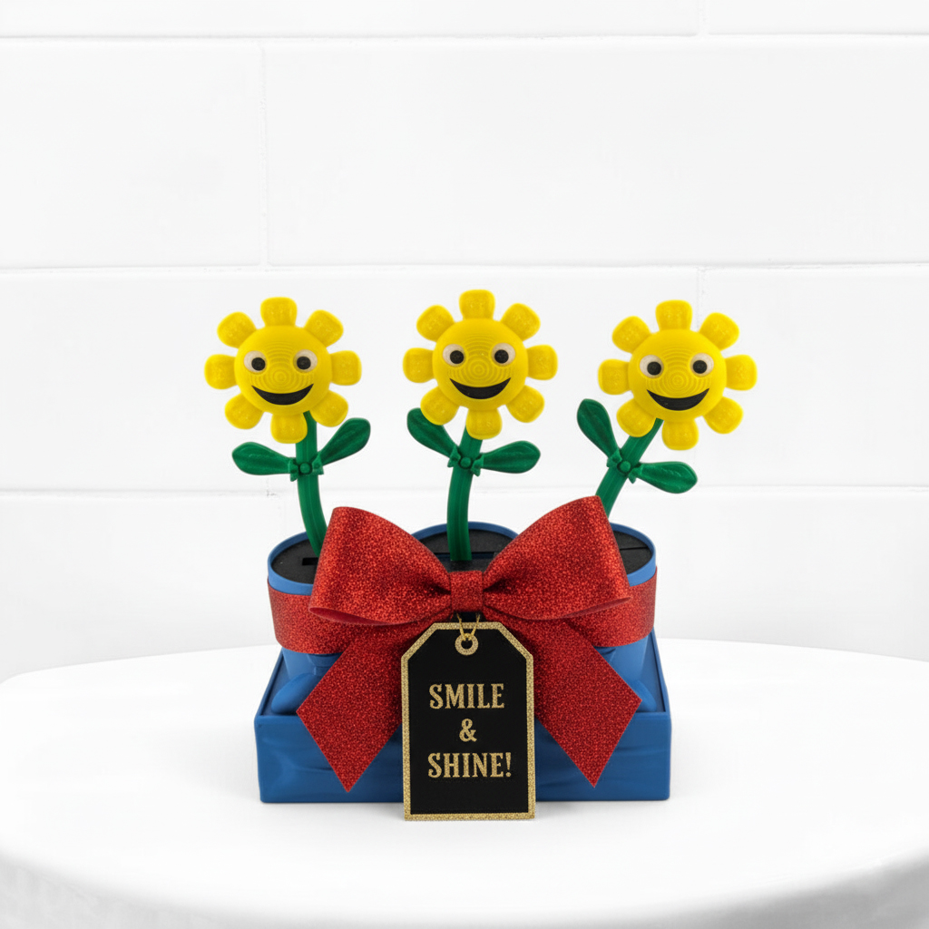 blue dancing daisies throne topper gift